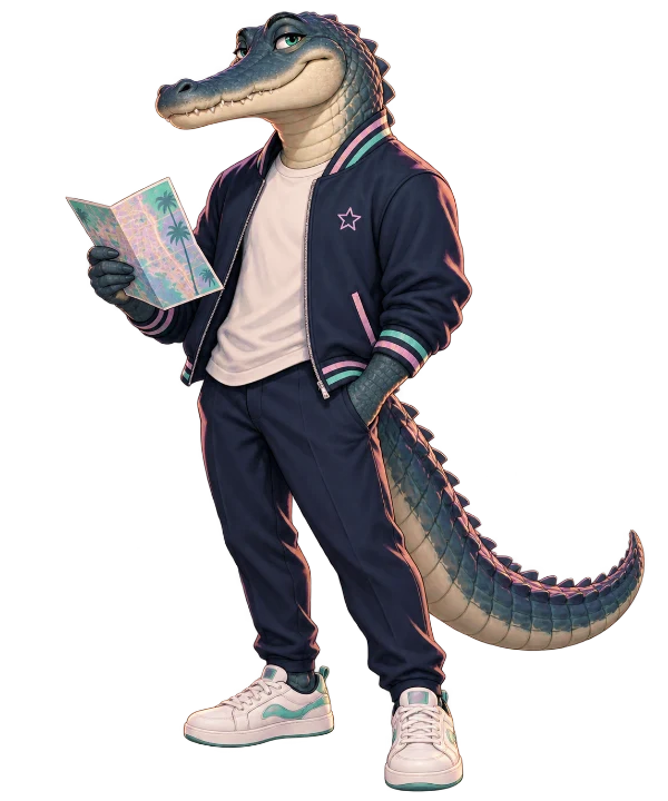 Wanted Six alligator guide with a folded map